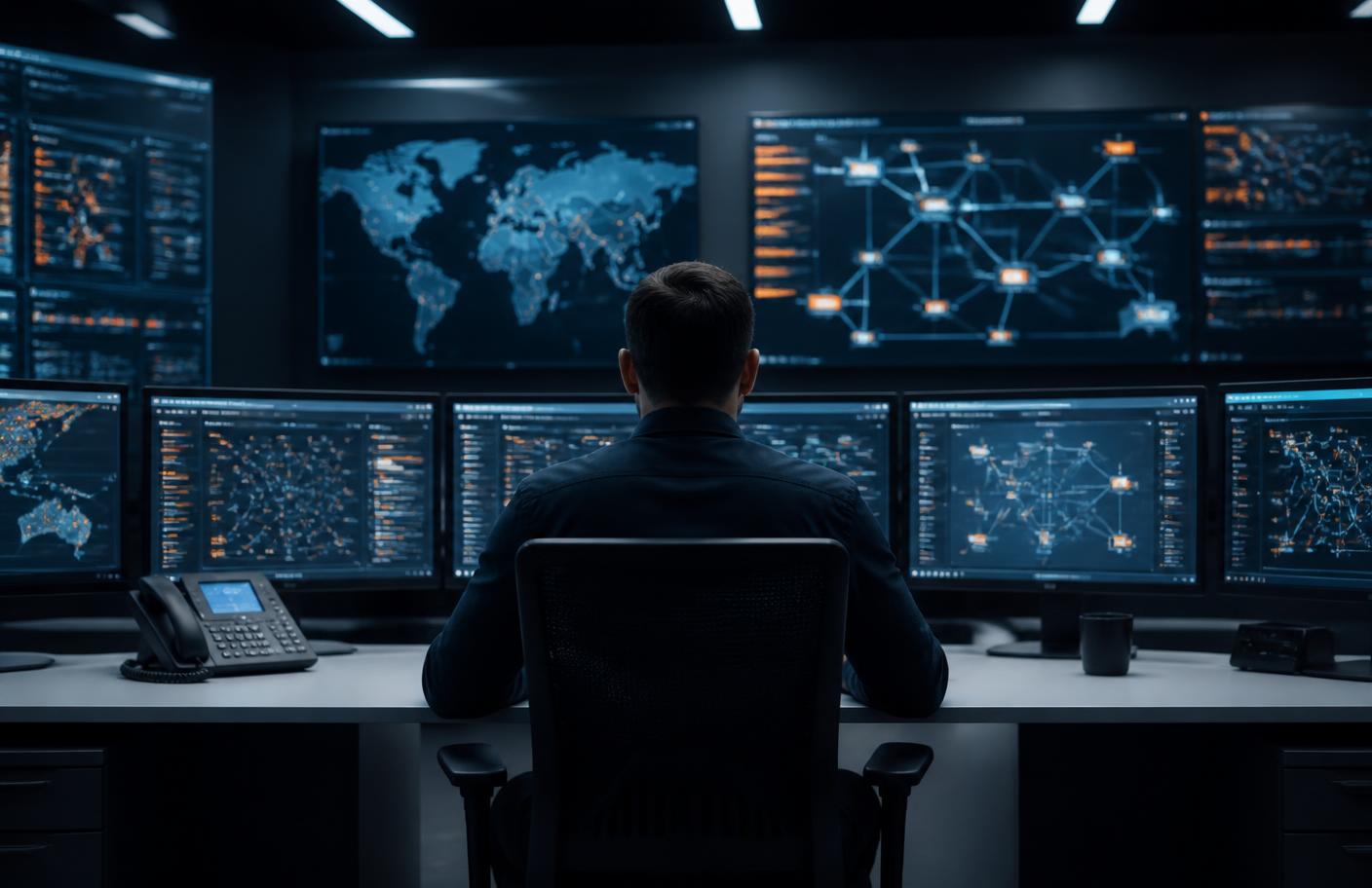 Cybersecurity operations analyst monitoring enterprise networks